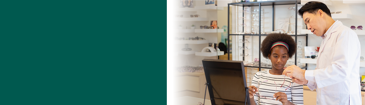 Young woman using her health savings account (HSA) at the eye doctor